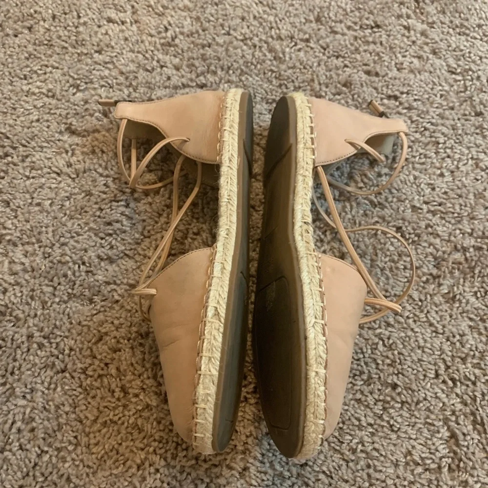 Eileen Fisher Lace Up Espadrilles Sandals Boho Casual Summer Vacation Tan 7.5